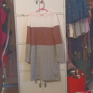 SHEIN Tween Girl Color Block Ribbed Knit Dress